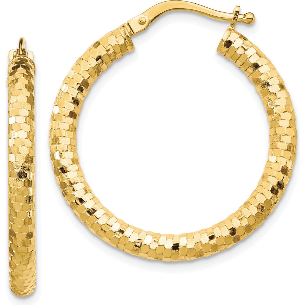 14K Yellow Gold 27 mm Diamond-Cut Polished Large Hoop Earrings by 0