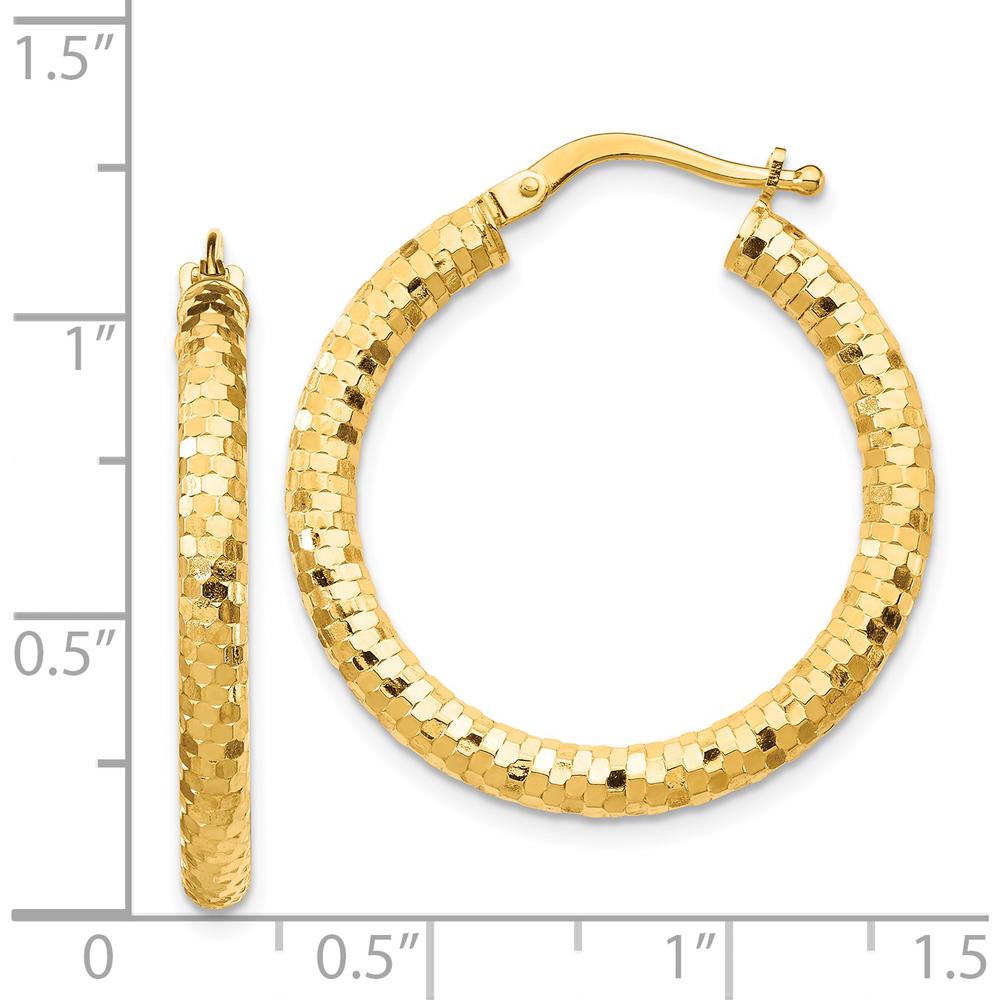 14K Yellow Gold 27 mm Diamond-Cut Polished Large Hoop Earrings by 0