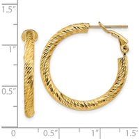 14K Yellow Gold 27mm Diamond-Cut Round Omega Clip Back Hoop Earrings by Oro Pregiato