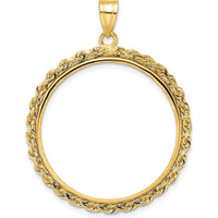 14K Yellow Gold 27mm Polished Rope Coin Bezel Pendant for 1/2 oz. American Eagle by Numis Coin Jewelry