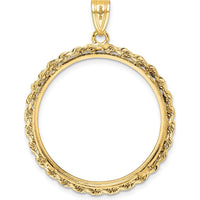 14K Yellow Gold 27mm Polished Rope Coin Bezel Pendant for 1/2 oz. American Eagle by Numis Coin Jewelry