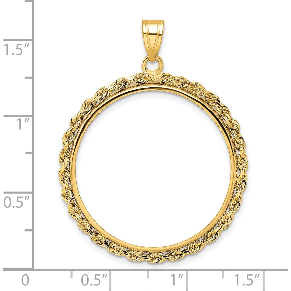 14K Yellow Gold 27mm Polished Rope Coin Bezel Pendant for 1/2 oz. American Eagle by Numis Coin Jewelry
