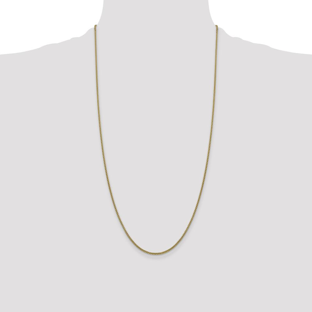 14K Yellow Gold 28" 1.5mm Semi-Solid Round Box Chain with Lobster Clasp by Oro Pregiato