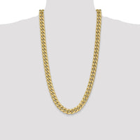14K Yellow Gold 28" 11mm Semi-Solid Miami Cuban Chain with Lobster Clasp by Oro Pregiato