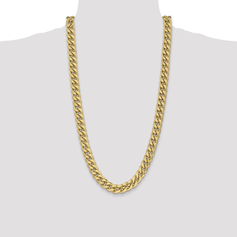 14K Yellow Gold 28" 11mm Semi-Solid Miami Cuban Chain with Lobster Clasp by Oro Pregiato