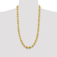 14K Yellow Gold 28" 12mm Diamond-Cut Rope Chain with Fancy Lobster Clasp