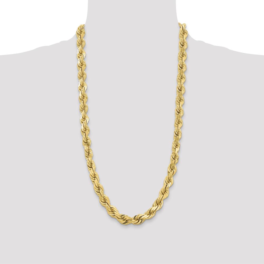 14K Yellow Gold 28" 12mm Diamond-Cut Rope Chain with Fancy Lobster Clasp