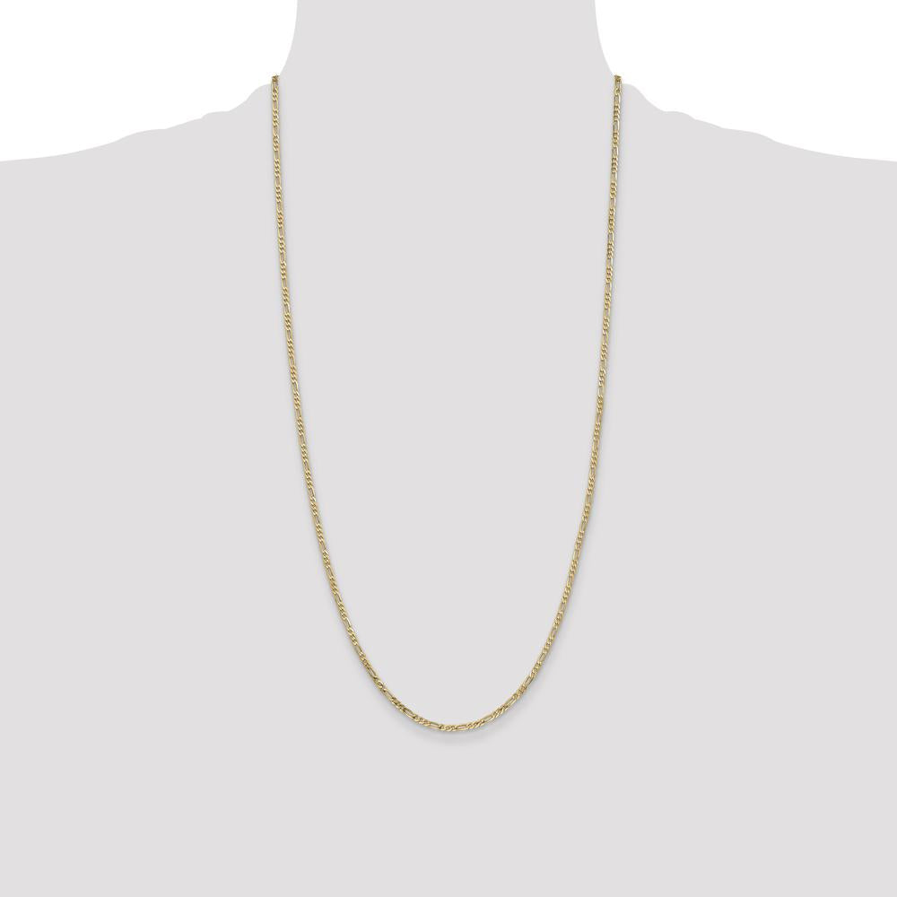 14K Yellow Gold 28" 2.25mm Flat Figaro Chain with Lobster Clasp by Oro Pregiato