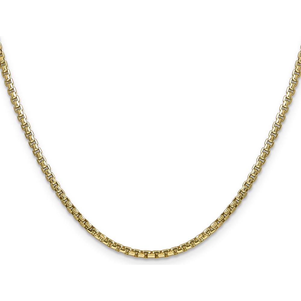 14K Yellow Gold 28" 2.45mm Semi-Solid Round Box Chain Necklace with Lobster Clasp by IBGoodman