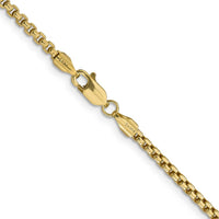 14K Yellow Gold 28" 2.45mm Semi-Solid Round Box Chain Necklace with Lobster Clasp by IBGoodman
