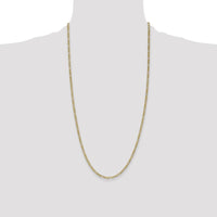 14K Yellow Gold 28" 2.5mm Semi-Solid Figaro Chain with Lobster Clasp by Oro Pregiato