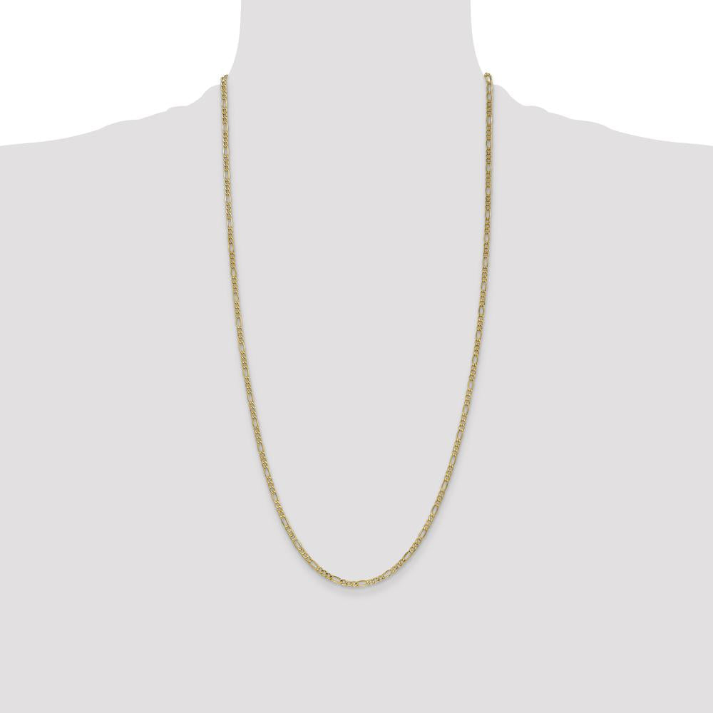 14K Yellow Gold 28" 2.5mm Semi-Solid Figaro Chain with Lobster Clasp by Oro Pregiato