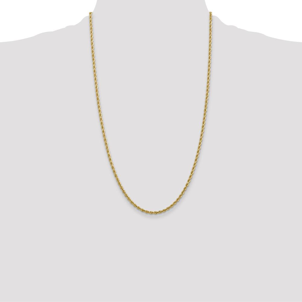 14K Yellow Gold 28" 2.75mm Diamond-Cut Rope Chain Necklace with Lobster Clasp