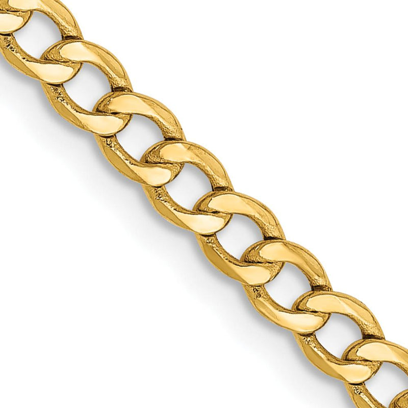 14K Yellow Gold 28" 2.85mm Semi-Solid Curb Chain with Lobster Clasp by Oro Pregiato