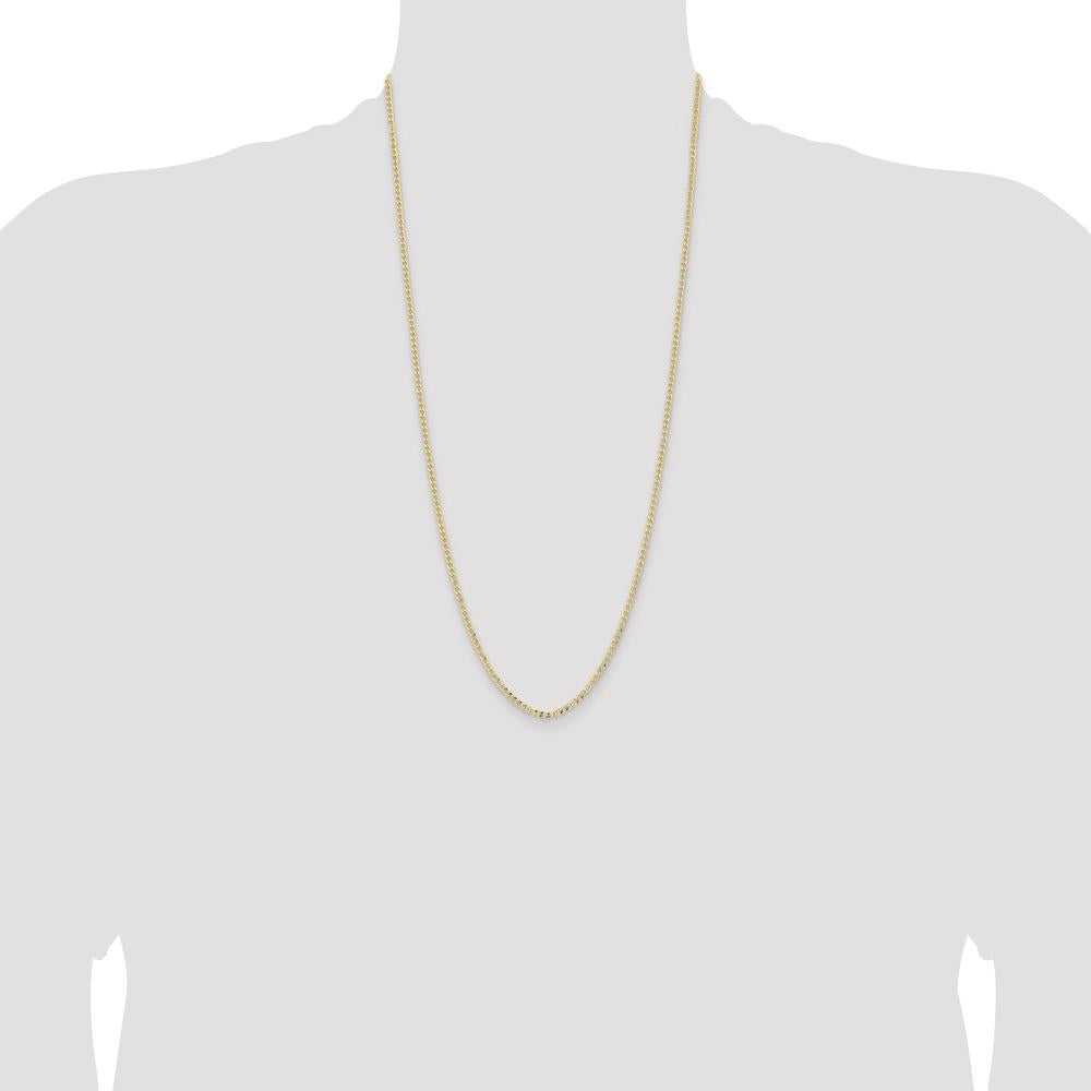 14K Yellow Gold 28" 2.85mm Semi-Solid Curb Chain with Lobster Clasp by Oro Pregiato