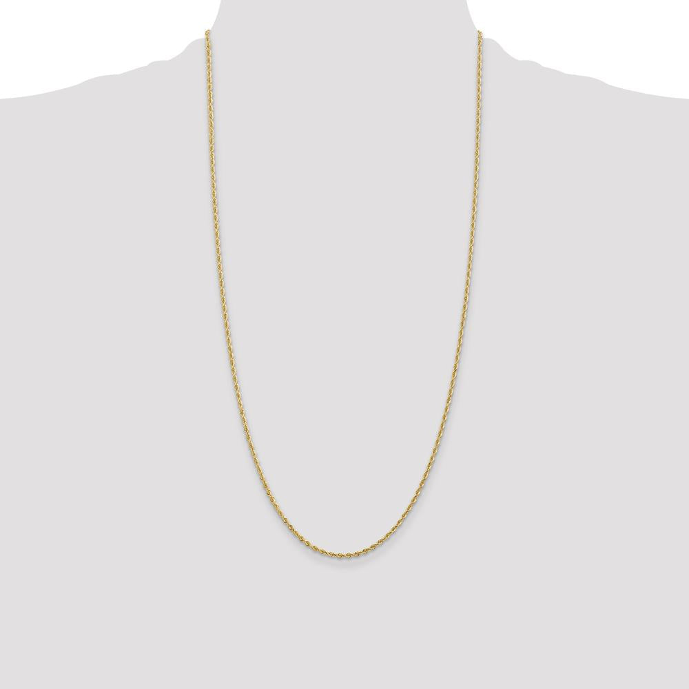 14K Yellow Gold 28" 2mm Diamond-Cut Rope Chain with Lobster Clasp by Oro Pregiato