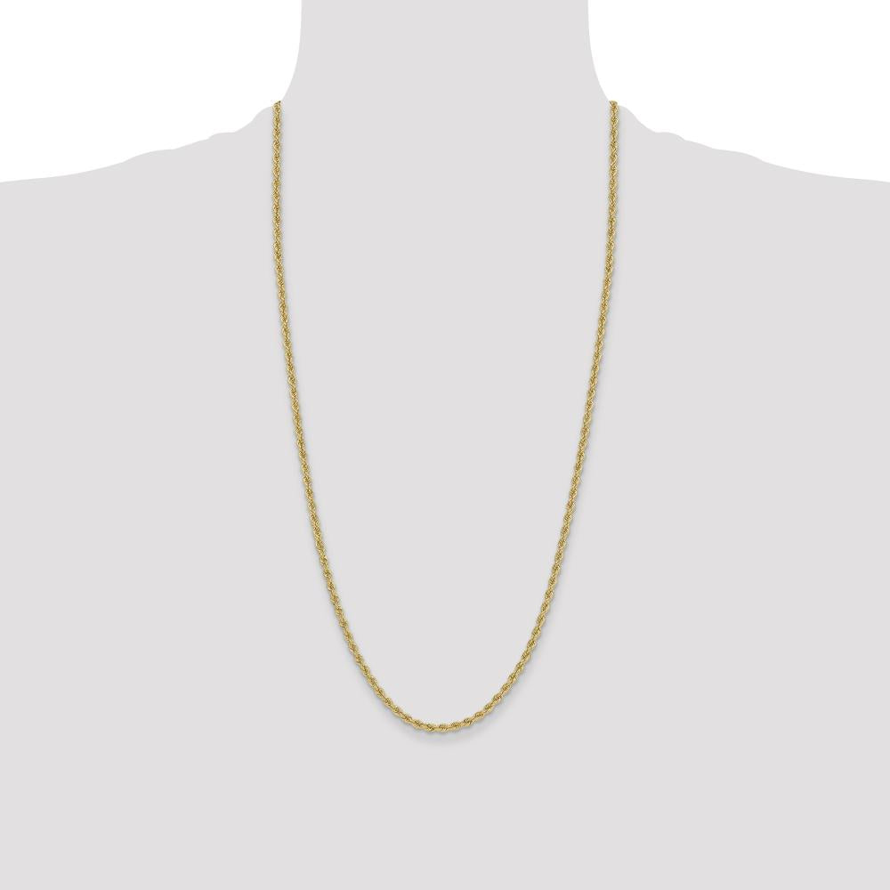 14K Yellow Gold 28" 3.3mm Polished Rope Chain Necklace