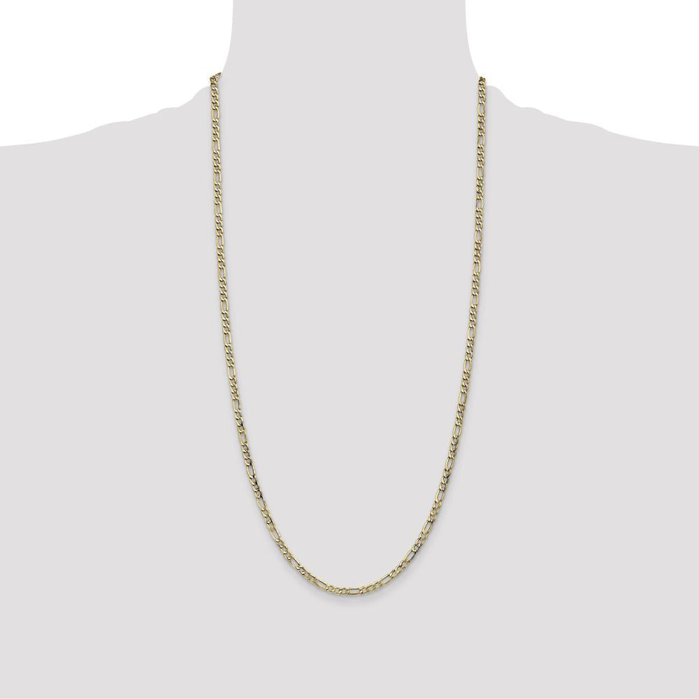 14K Yellow Gold 28" 3.5mm Semi-Solid Figaro Chain Necklace with Lobster Clasp by Oro Pregiato