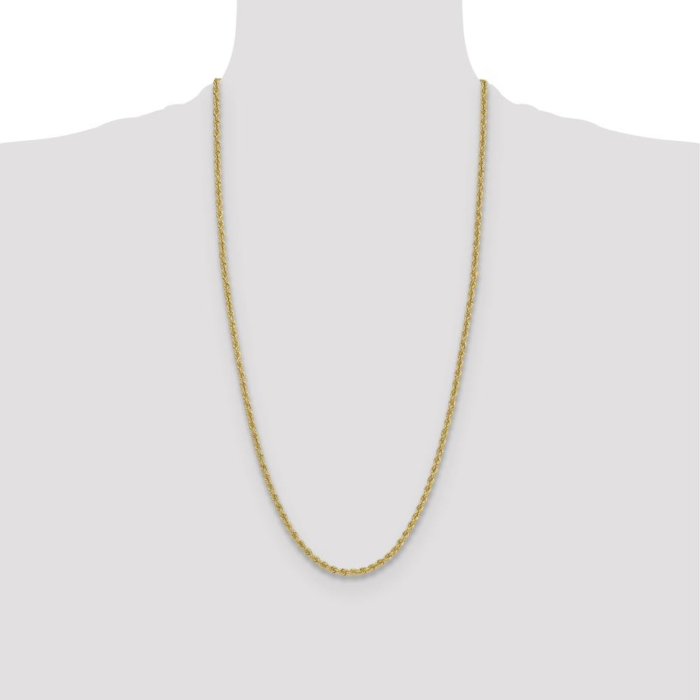 14K Yellow Gold 28" 3.8mm Solid Rope Chain Necklace