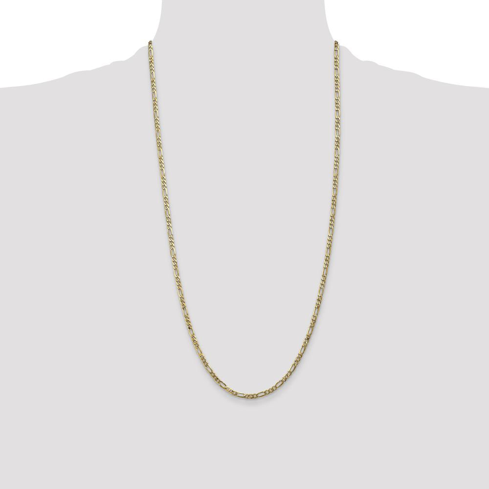 14K Yellow Gold 28" 3mm Flat Figaro Chain Necklace with Lobster Clasp by Oro Pregiato