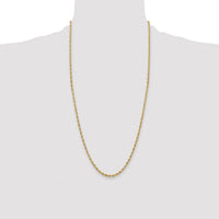 14K Yellow Gold 28" 3mm Semi-Solid Rope Chain with Lobster Clasp by Oro Pregiato