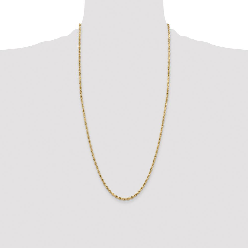 14K Yellow Gold 28" 3mm Semi-Solid Rope Chain with Lobster Clasp by Oro Pregiato