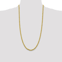 14K Yellow Gold 28" 4.25mm Semi-Solid Rope Chain Necklace with Lobster Clasp by Oro Pregiato