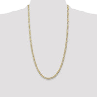 14K Yellow Gold 28" 4.5mm Concave Open Figaro Chain with Lobster Clasp by Oro Pregiato
