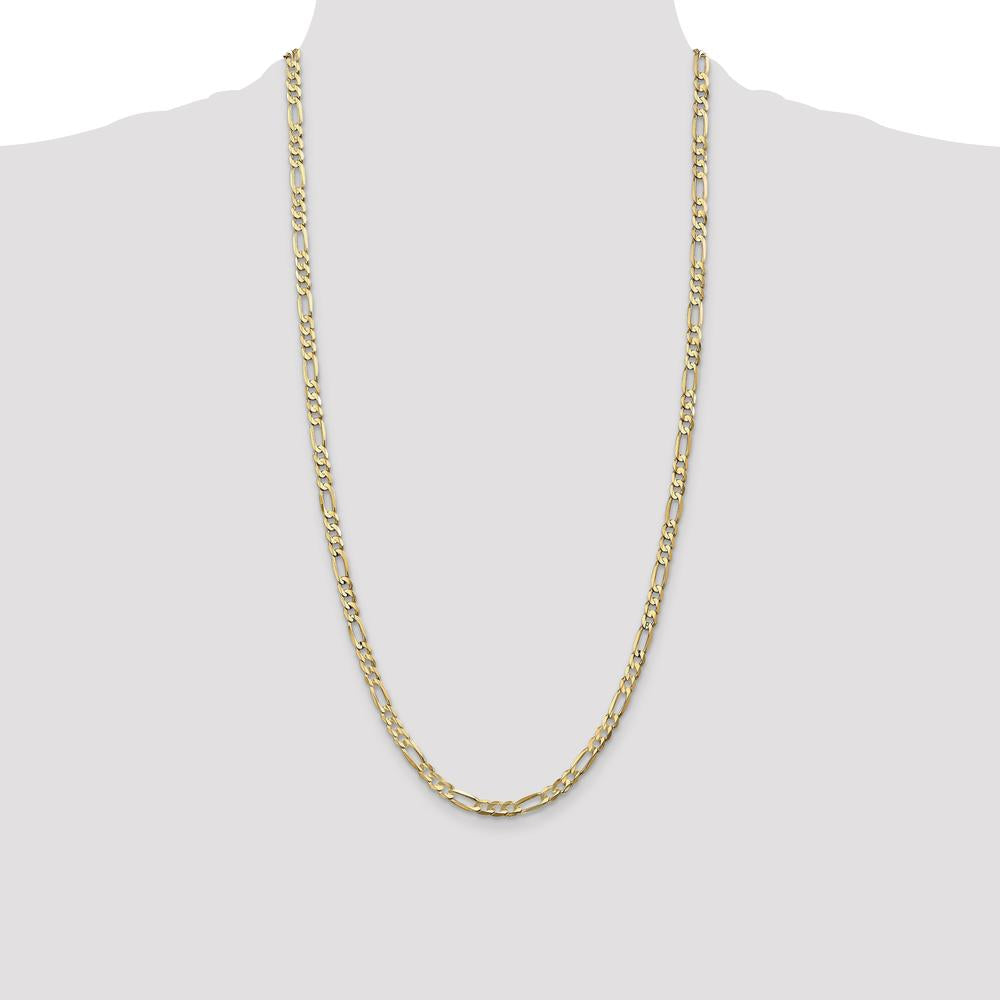 14K Yellow Gold 28" 4.5mm Concave Open Figaro Chain with Lobster Clasp by Oro Pregiato