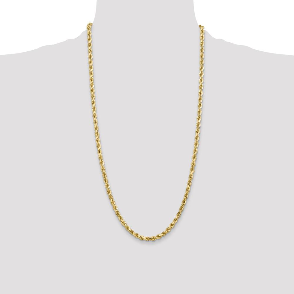 14K Yellow Gold 28" 4.5mm Diamond-Cut Rope Chain with Lobster Clasp