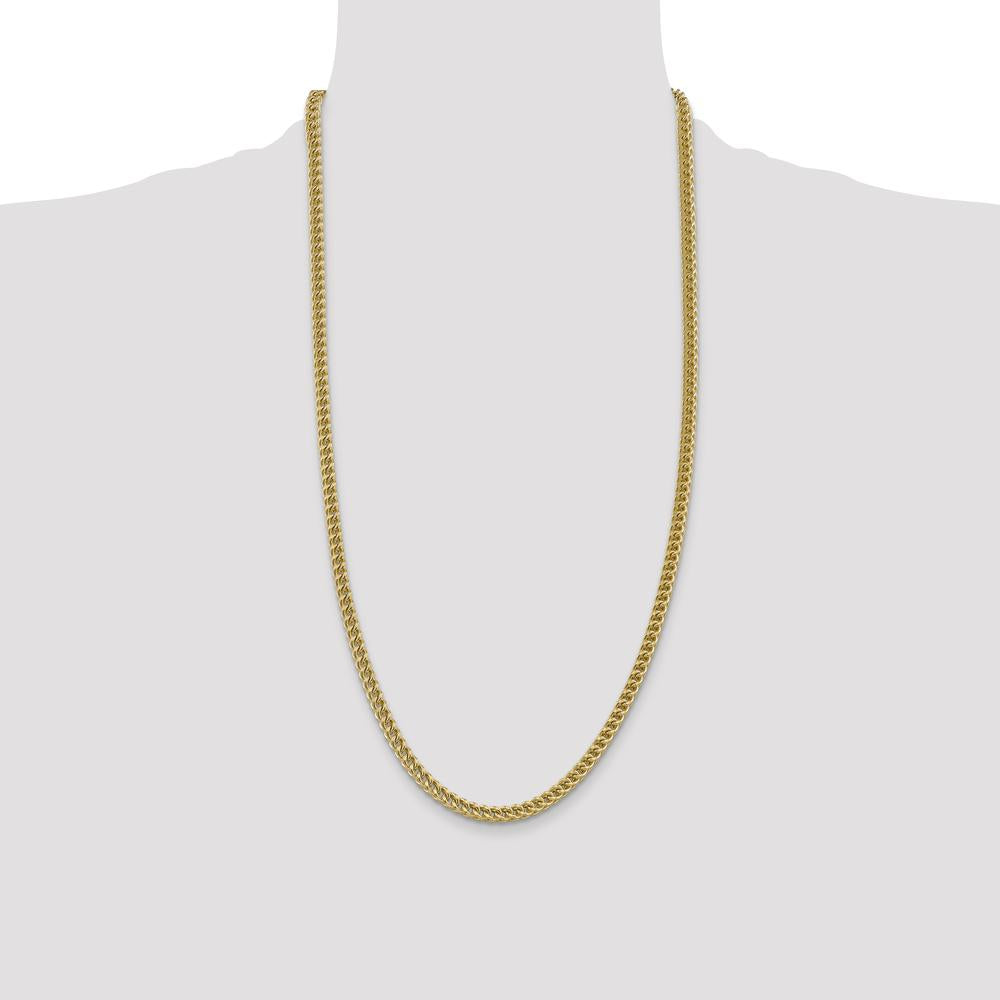 14K Yellow Gold 28" 4.5mm Semi-Solid Franco Chain with Fancy Lobster Clasp by Oro Pregiato
