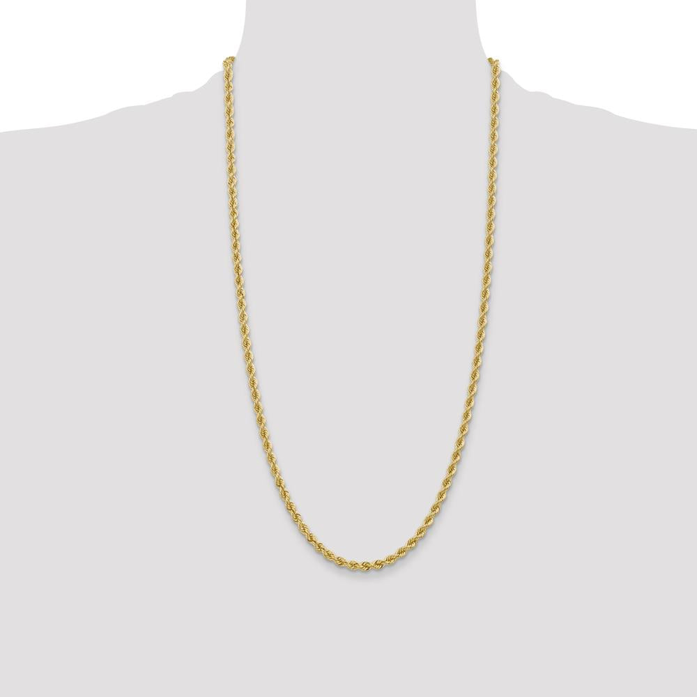 14K Yellow Gold 28" 4mm Rope Chain Necklace with Lobster Clasp