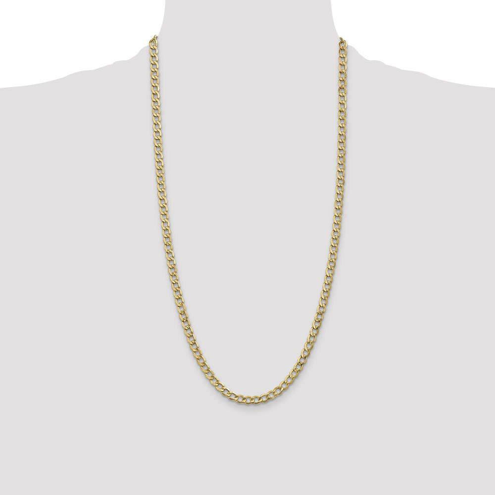 14K Yellow Gold 28" 5.25mm Semi-Solid Curb Chain with Lobster Clasp by Oro Pregiato