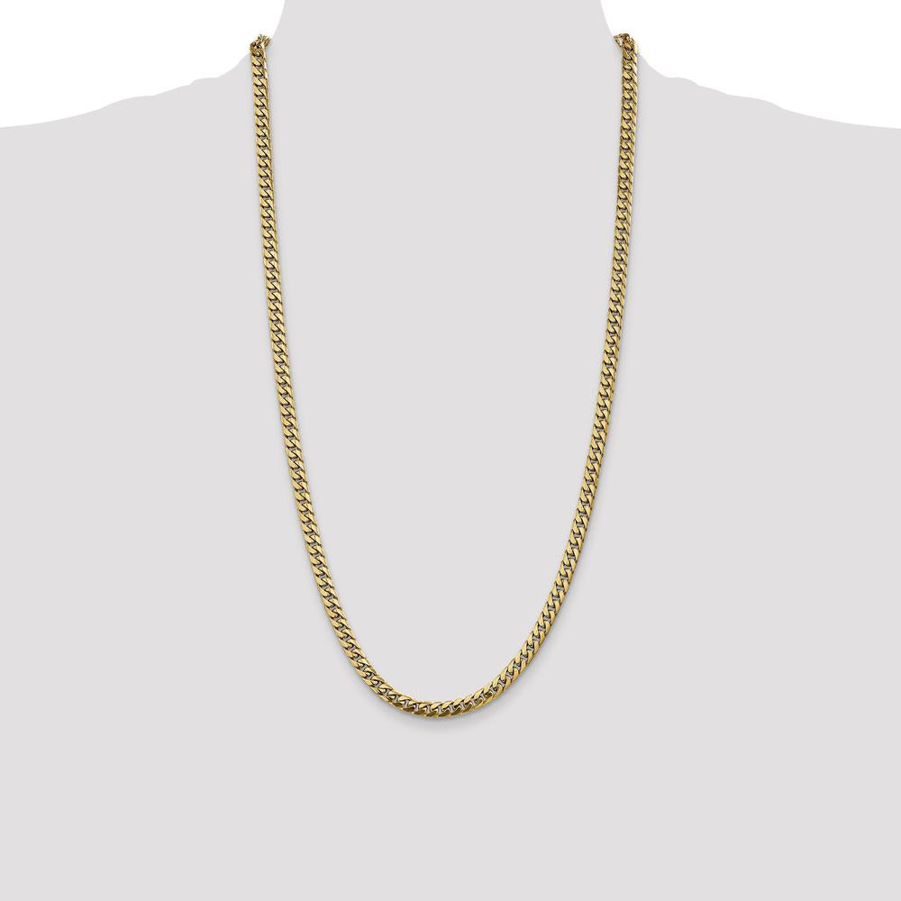 14K Yellow Gold 28" 5mm Solid Miami Cuban Link Chain with Lobster Clasp by Oro Pregiato