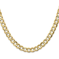 14K Yellow Gold 28" 6.75mm Open Concave Curb Chain Necklace with Lobster Clasp by Oro Pregiato