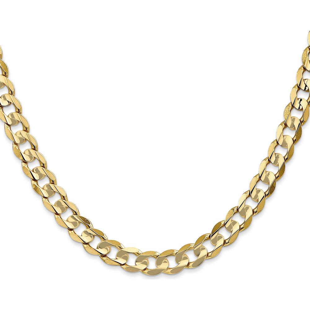 14K Yellow Gold 28" 6.75mm Open Concave Curb Chain Necklace with Lobster Clasp by Oro Pregiato