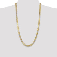 14K Yellow Gold 28" 6.75mm Open Concave Curb Chain Necklace with Lobster Clasp by Oro Pregiato