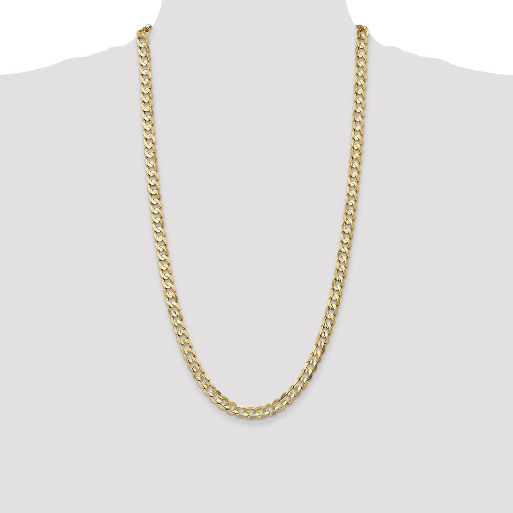 14K Yellow Gold 28" 6.75mm Open Concave Curb Chain Necklace with Lobster Clasp by Oro Pregiato