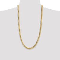 14K Yellow Gold 28" 6.75mm Semi-Solid Miami Cuban Chain Necklace with Lobster Clasp by Oro Pregiato