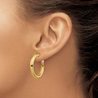 14K Yellow Gold 28.6mm Polished Round Omega Back Hoop Earrings by Oro Pregiato