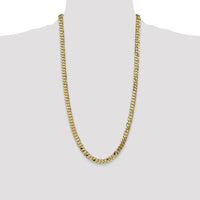 14K Yellow Gold 28" 7.25mm Flat Beveled Curb Chain with Lobster Clasp by Oro Pregiato