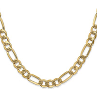 14K Yellow Gold 28" 7mm Flat Figaro Chain Necklace with Lobster Clasp by Oro Pregiato