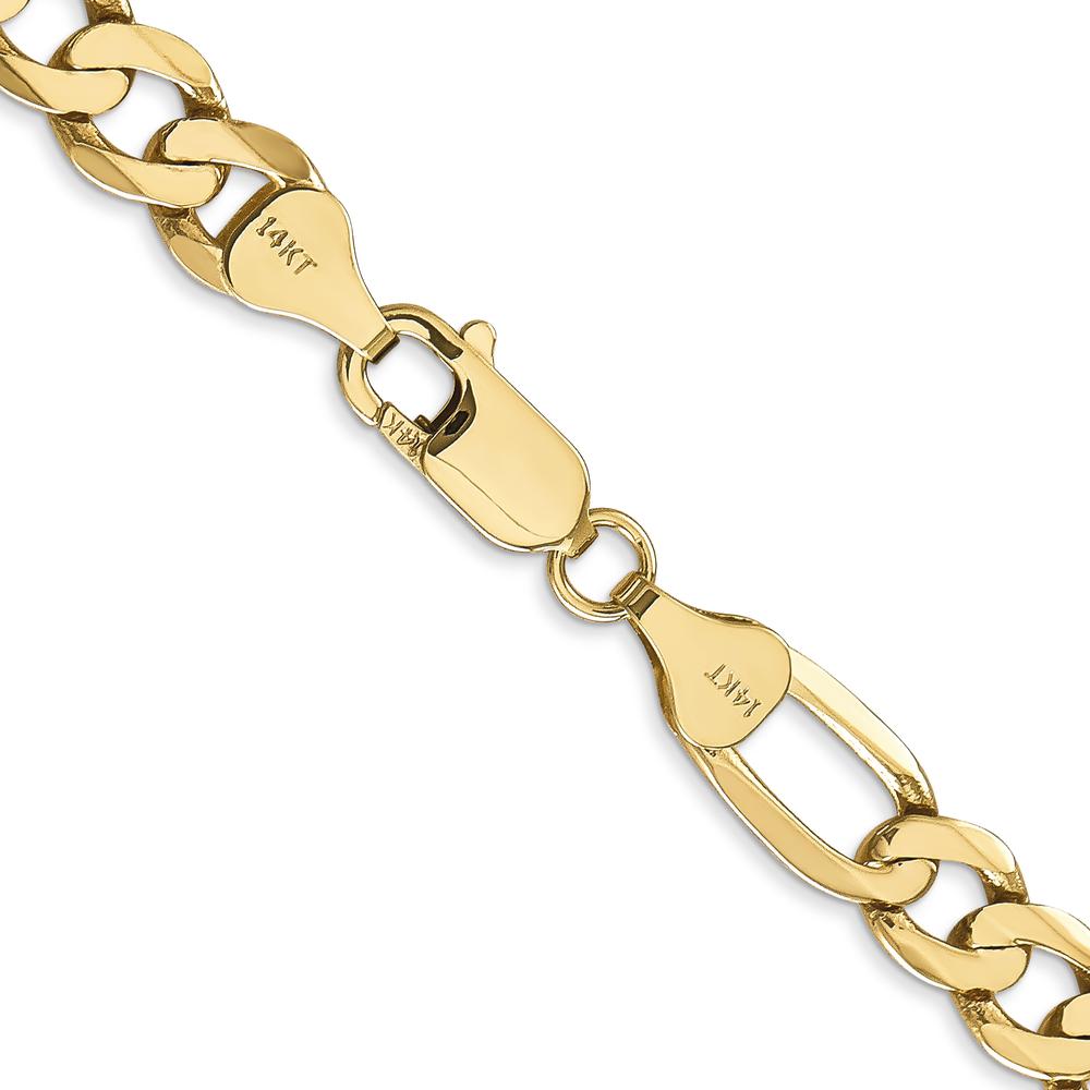 14K Yellow Gold 28" 7mm Flat Figaro Chain Necklace with Lobster Clasp by Oro Pregiato