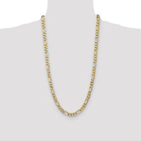 14K Yellow Gold 28" 7mm Flat Figaro Chain Necklace with Lobster Clasp by Oro Pregiato
