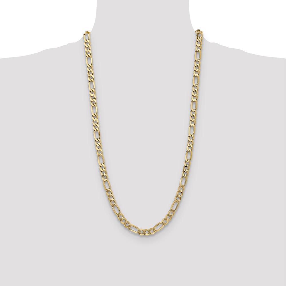 14K Yellow Gold 28" 7mm Flat Figaro Chain Necklace with Lobster Clasp by Oro Pregiato