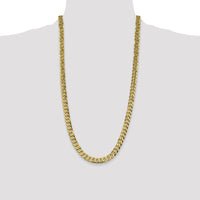 14K Yellow Gold 28" 8.5mm Flat Beveled Curb Chain with Lobster Clasp by Oro Pregiato