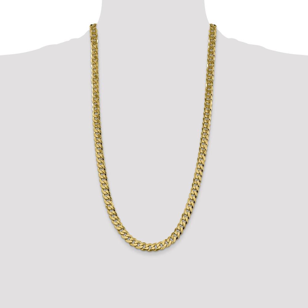 14K Yellow Gold 28" 8.5mm Flat Beveled Curb Chain with Lobster Clasp by Oro Pregiato