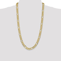 14K Yellow Gold 28" 8.75mm Concave Open Figaro Chain with Lobster Clasp by Oro Pregiato