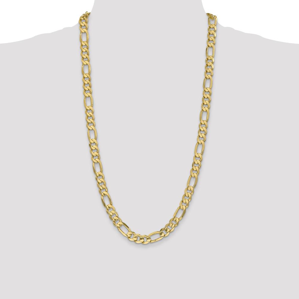 14K Yellow Gold 28" 8.75mm Concave Open Figaro Chain with Lobster Clasp by Oro Pregiato