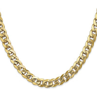 14K Yellow Gold 28" 8mm Flat Beveled Curb Chain Necklace with Lobster Clasp by Oro Pregiato